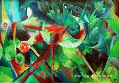 Deer in the Flower Garden by Franz Marc paintings reproduction